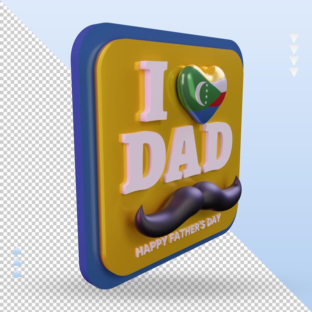 PSD 3d fathers day comoros love flag rendering left view