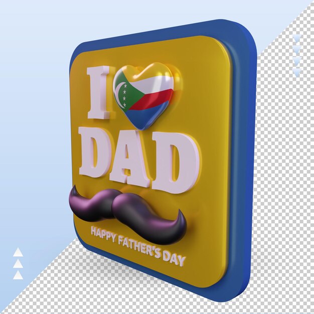 PSD 3d fathers day comoros love flag rendering right view