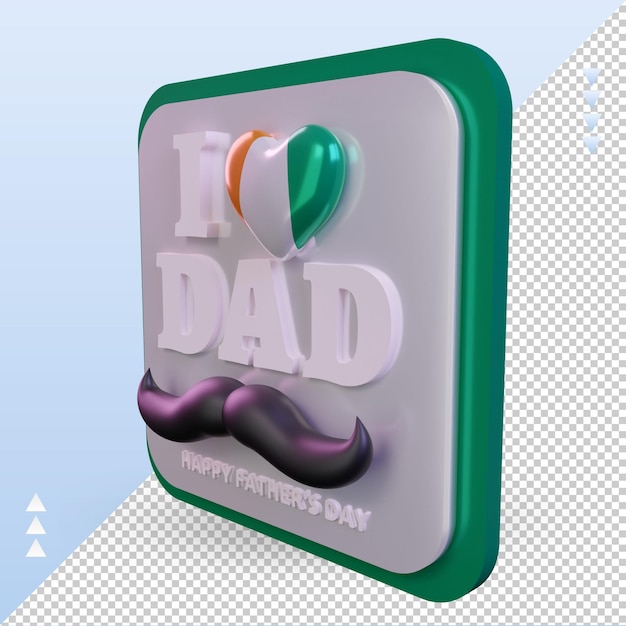 PSD 3d fathers day cote divoire love flag rendering right view