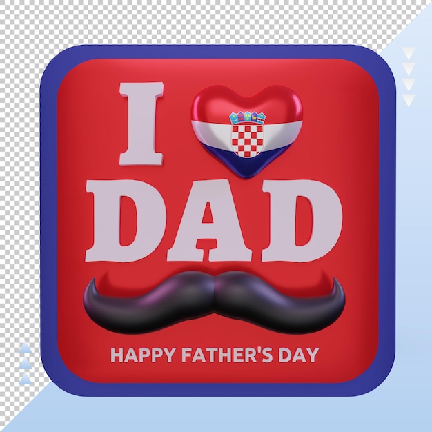 3d fathers day croatia love flag rendering front view