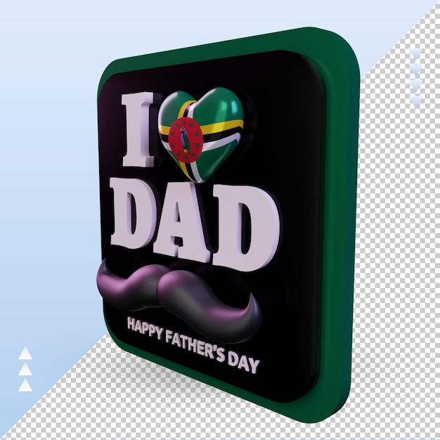 3d fathers day dominica love flag rendering right view