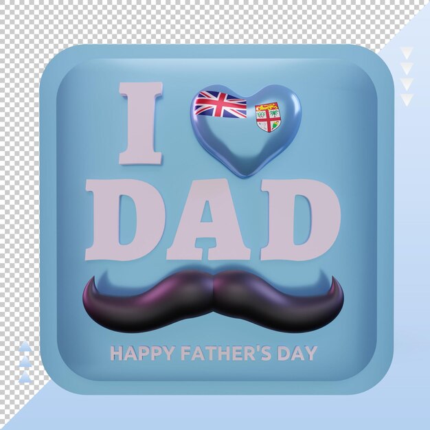 PSD 3d fathers day fiji love flag rendering front view