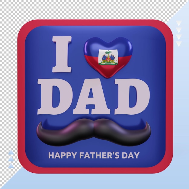 Premium PSD 3d fathers day haiti love flag rendering front view