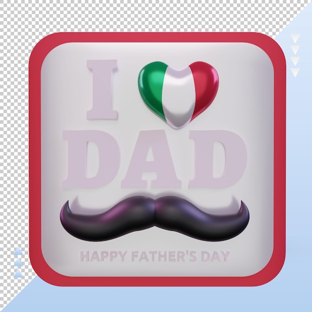 3d festa del papà italia amore bandiera rendering vista frontale