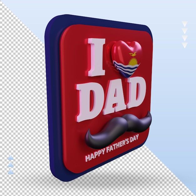 PSD 3d fathers day kiribati love flag rendering left view