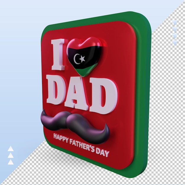 3d fathers day libya love flag rendering right view