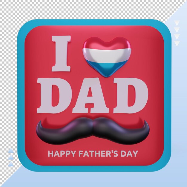 PSD 3d fathers day luxembourg love flag rendering front view