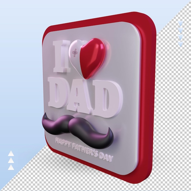 PSD 3d fathers day malta love flag rendering right view