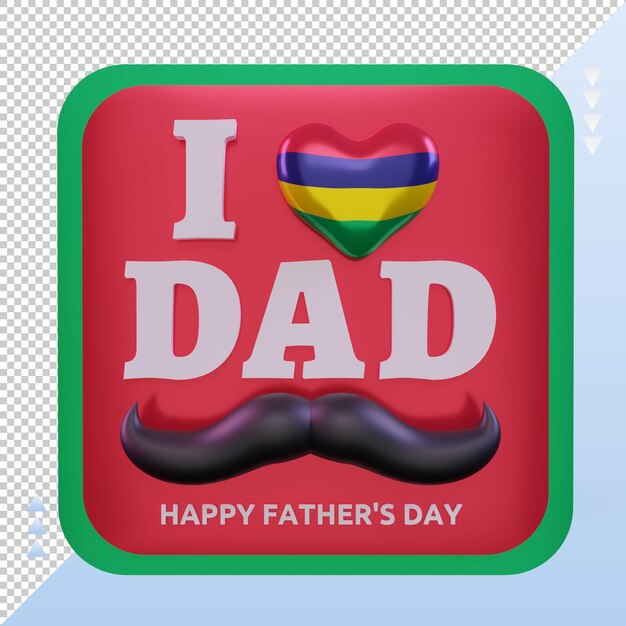 3d fathers day mauritius love flag rendering front view