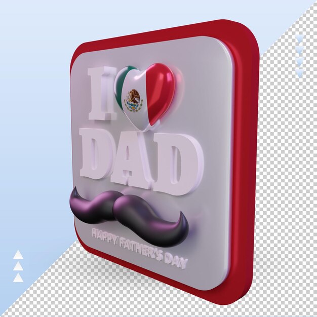 Premium PSD 3d fathers day mexico love flag rendering right view