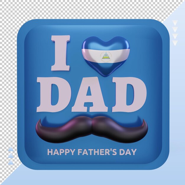 PSD 3d fathers day nicaragua love flag rendering front view