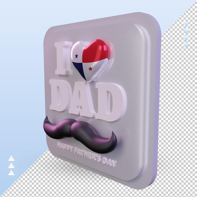 PSD 3d fathers day panama love flag rendering right view