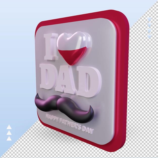 3d fathers day Poland love flag rendering right view