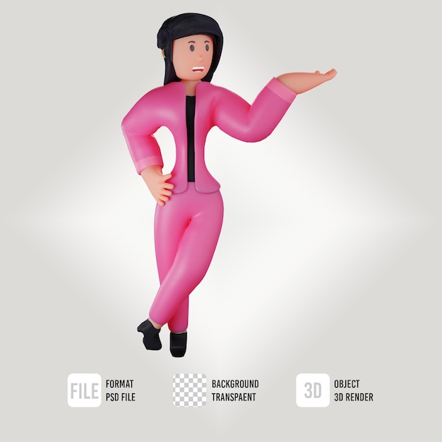 PSD 3d female business character holding pose