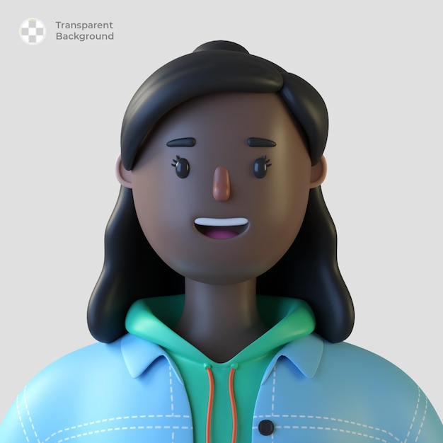 3d female cartoon character avatar isolated in 3d rendering