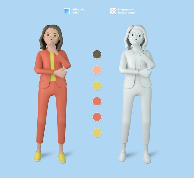 PSD 3d female cartoon character