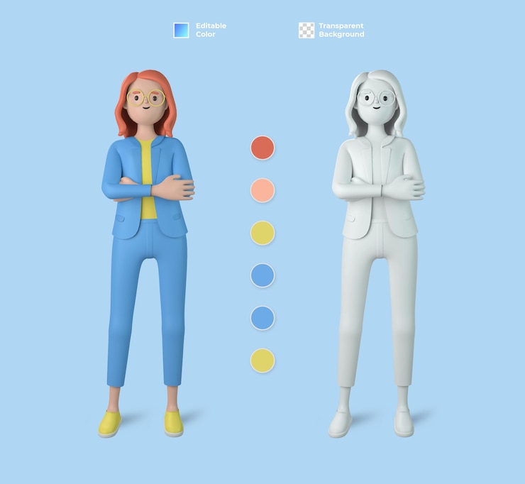 PSD 3d female cartoon character