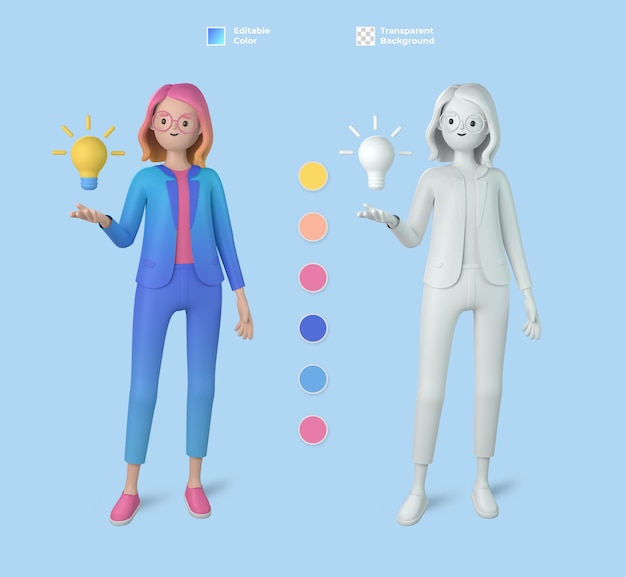 PSD 3d female cartoon character