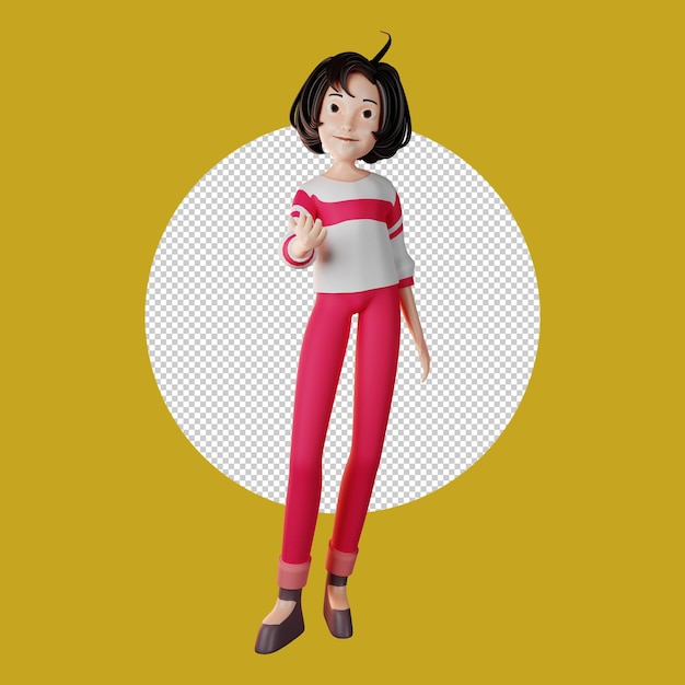 PSD 3d female character join wih me