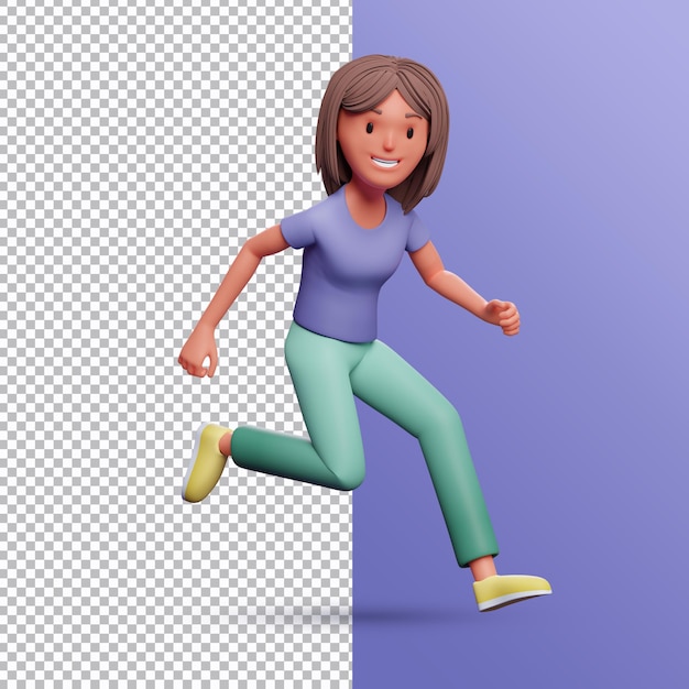 3d female character running