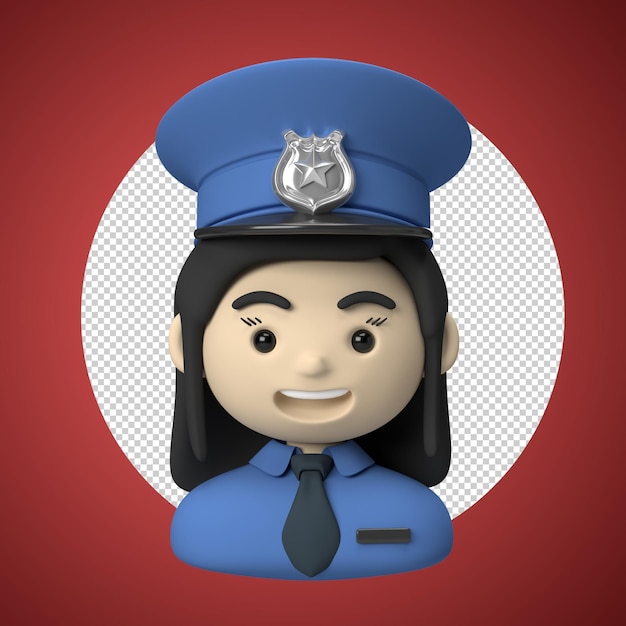 3d female police officer with uniform avatar illustration