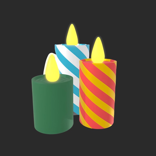 3D 축제 불 아이콘 일러스트레이션
