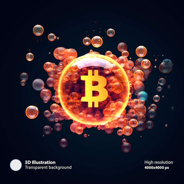 PSD 3d-фигурка_money_cryptobubbles_minimalistic_futuristic_bitcoin_nft