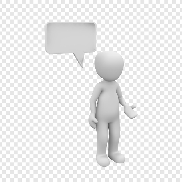 3D Figure with Speech Bubble