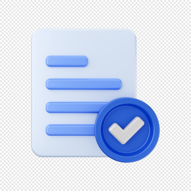 PSD 3d file check verify icon illustration