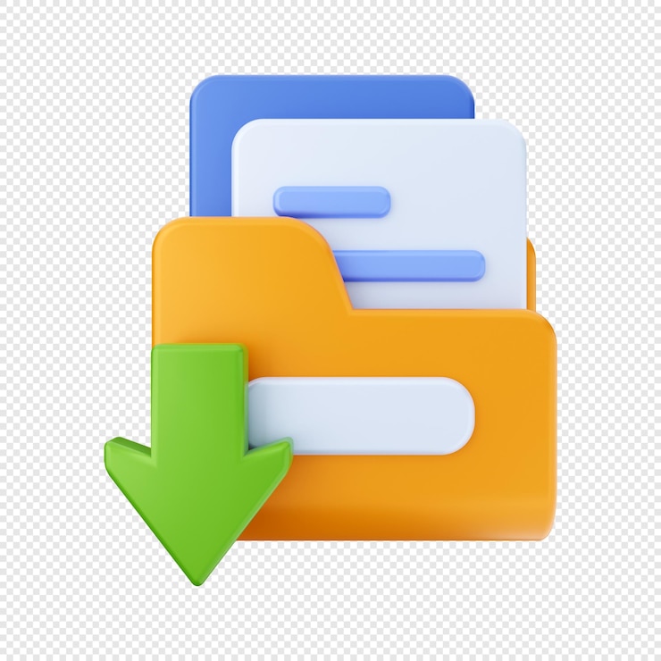 PSD 3d file folder download icon illustration