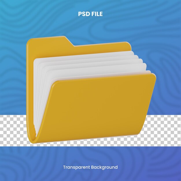 3d file folder with transparent background high quality render