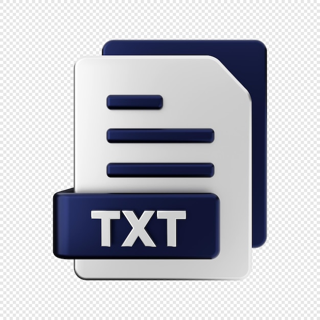 Illustrazione dell'icona del tipo txt in formato file 3d