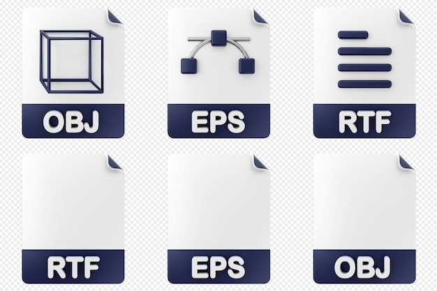 3d file format type icon obj eps rtf