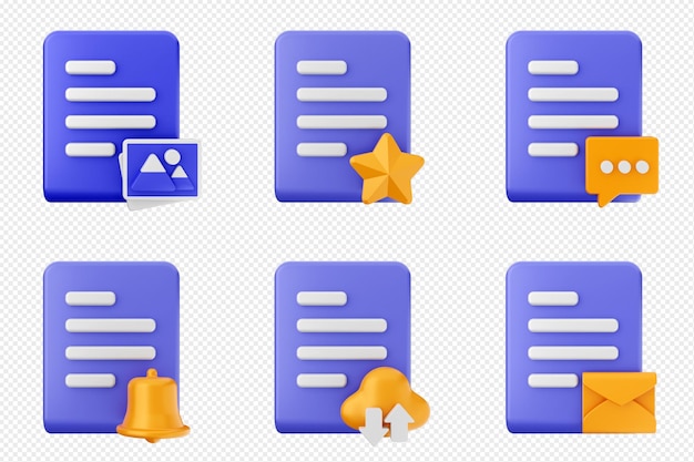 3d file icon set bundle data document