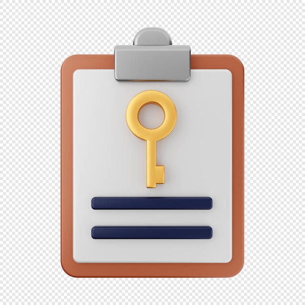 PSD 3d file key report icon illustration