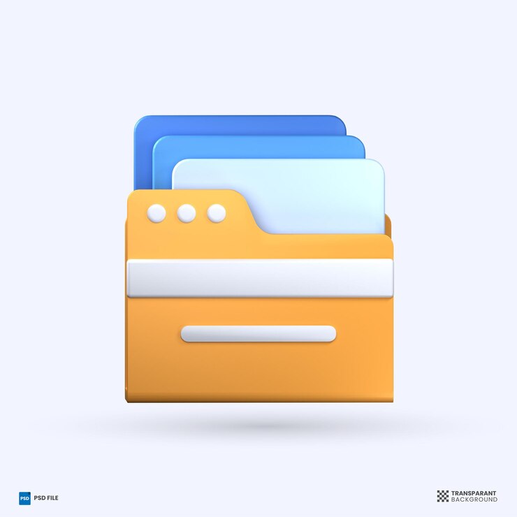 PSD 3d file manager icon 3d folder rendering illustration