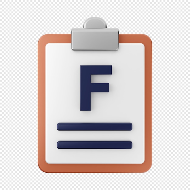 PSD 3d file report f grade icon illustration