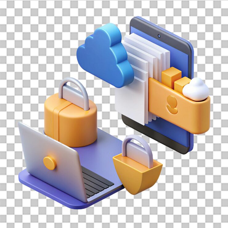 PSD 3d file transfer illustration files transferred encrypted form two folder with document and files transfering backup of information data encryption protected connection vector in 3d style