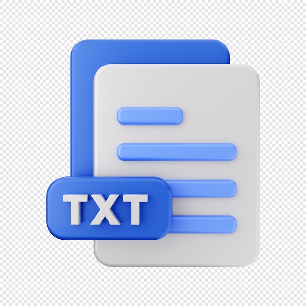 3D File TXT Format Icon Illustration