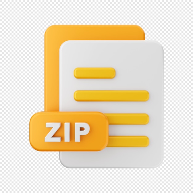 Illustrazione dell'icona del formato zip del file 3d