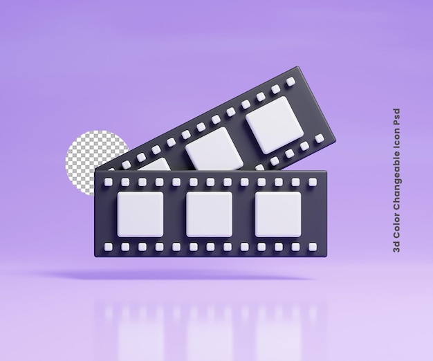 PSD 3d film reel or movie reel icon illustration