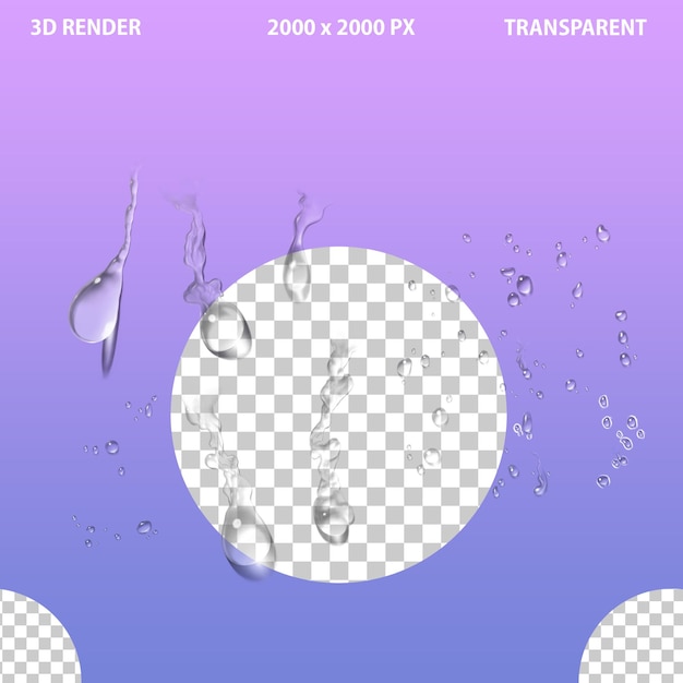 3d filtrowane kropelki wody i rozpryski
