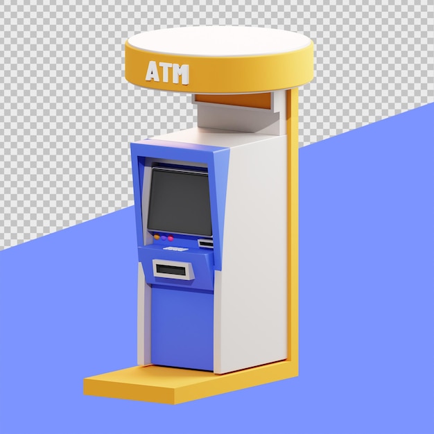 Atm 기계 아이콘의 3d 금융 삽화