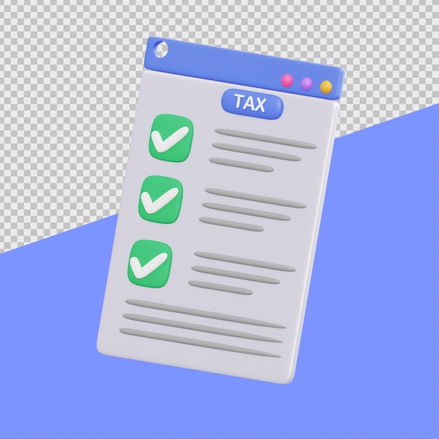 3d finance illustrations of tax icon