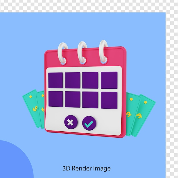ドル紙幣の月間収益カレンダーをレンダリングする3dファイナンス
