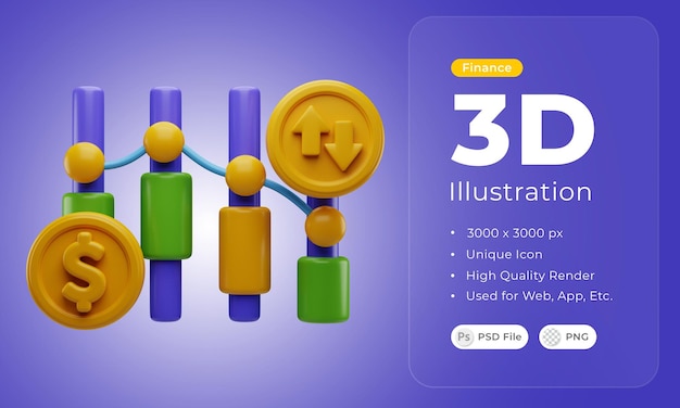 3d finance stock market icon illustration