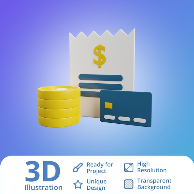 3d finance with coins and credit card