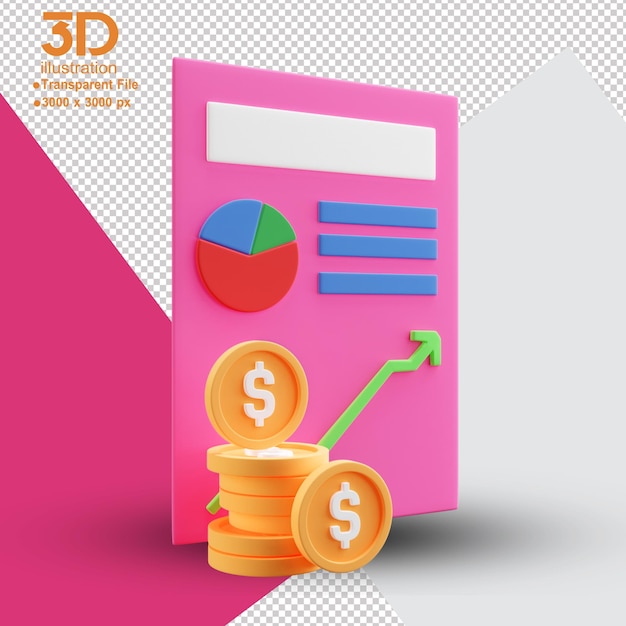 3D Financial on isolated 3D illustration PNG