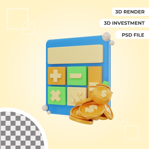 3d financiële berekening pictogram object illustratie premium psd