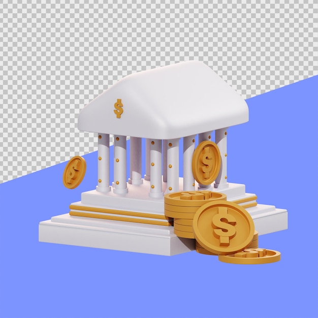 3D-financieringsillustraties van bankpictogram